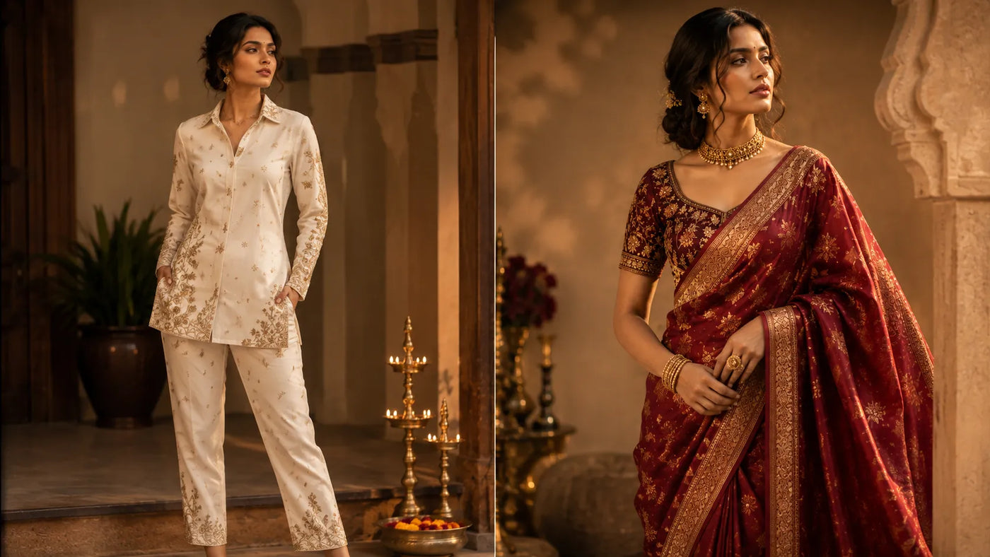 Cord-Set Suits vs. Sarees: What to Wear to Your Next Wedding Function