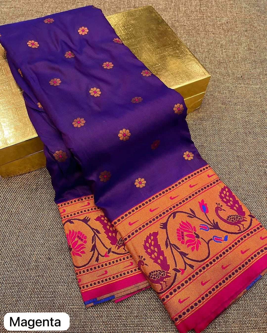 Peacock Lotus Paithani Saree