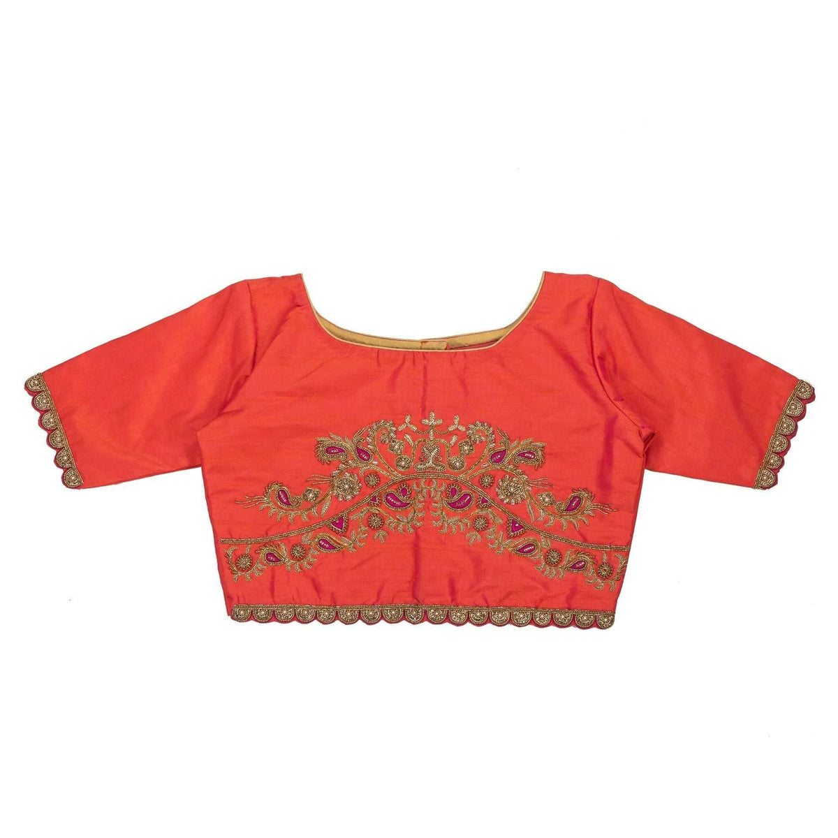 Peachish Pink Paisley Motifs Blouse.