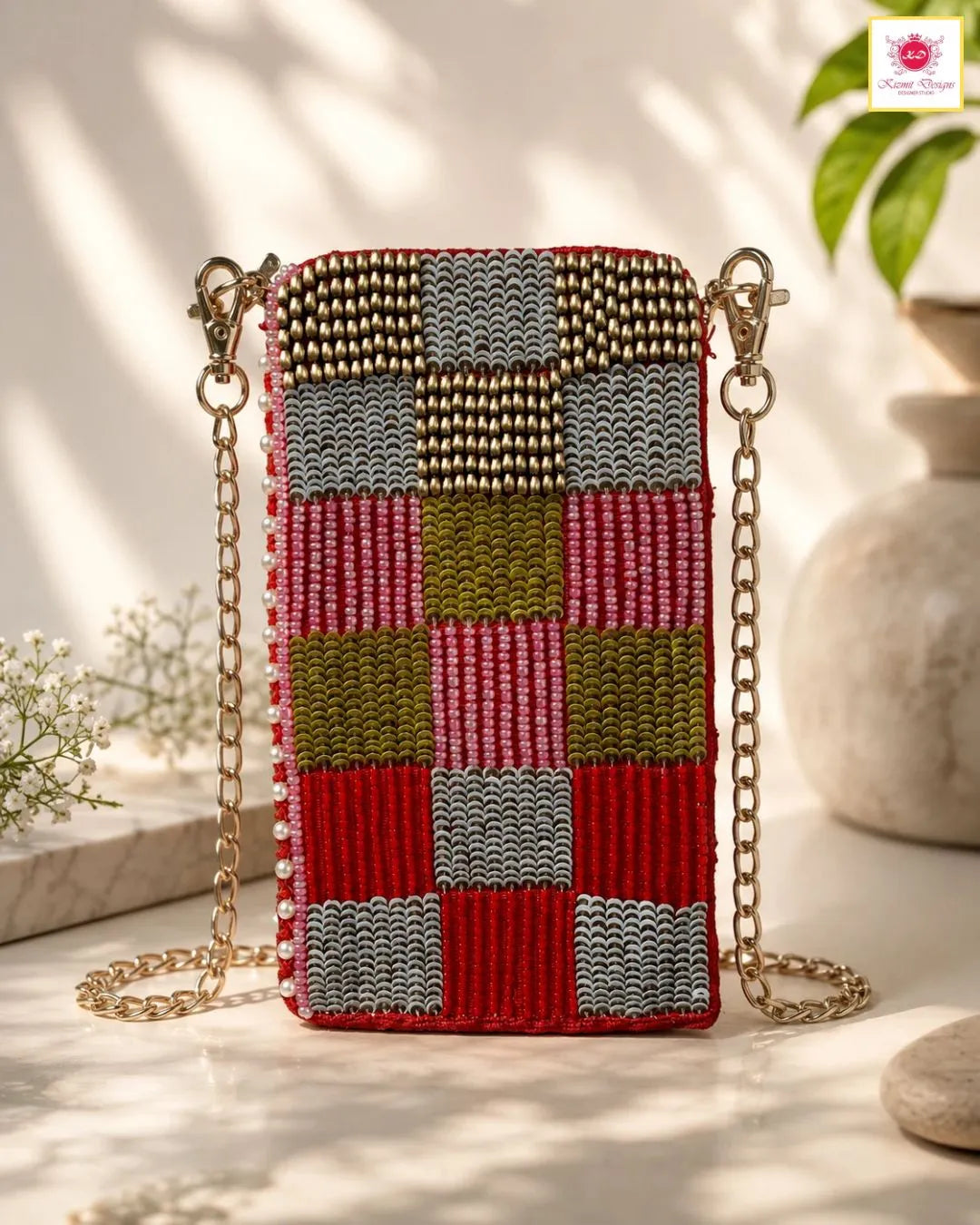 Rose Mosaic Hand Embroidered Designer Sling Bag