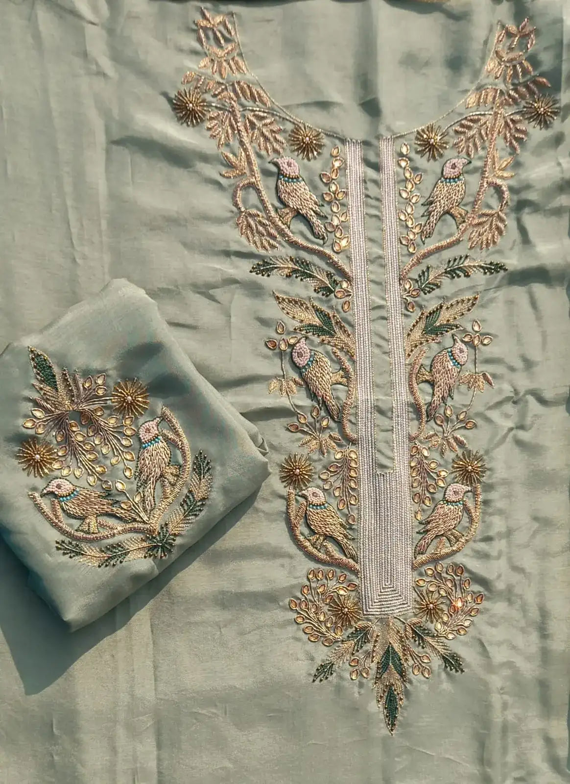 Sanvi Green Unstitched Cord Suit