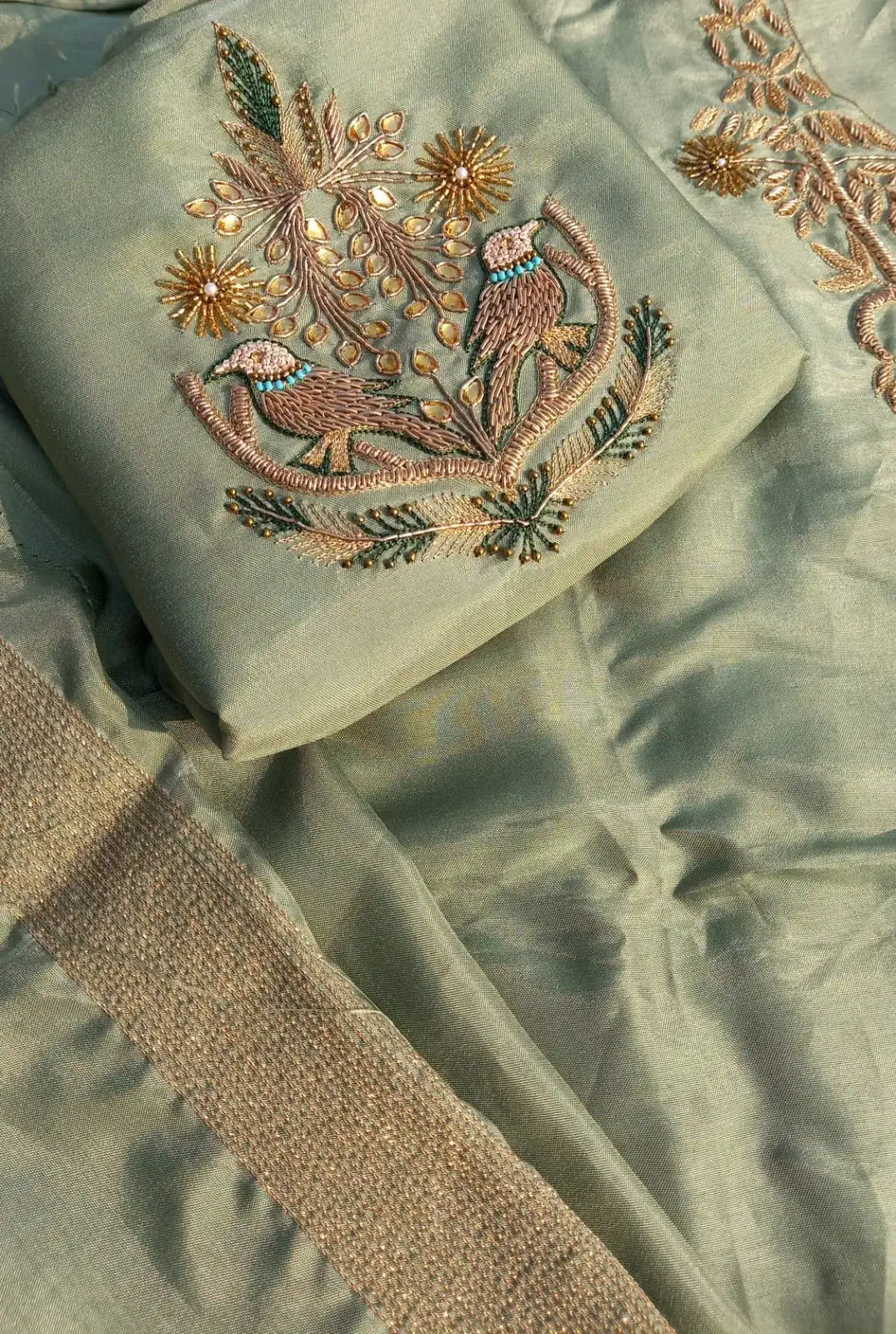 Sanvi Green Unstitched Cord Suit