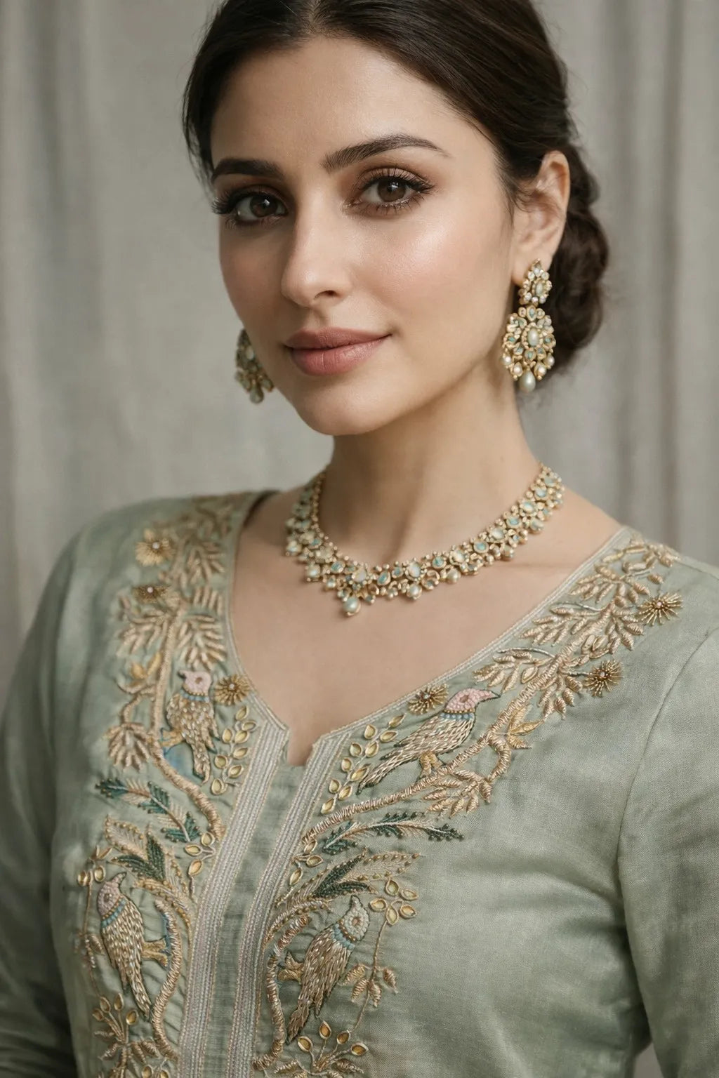 Sanvi Green Unstitched Cord Suit