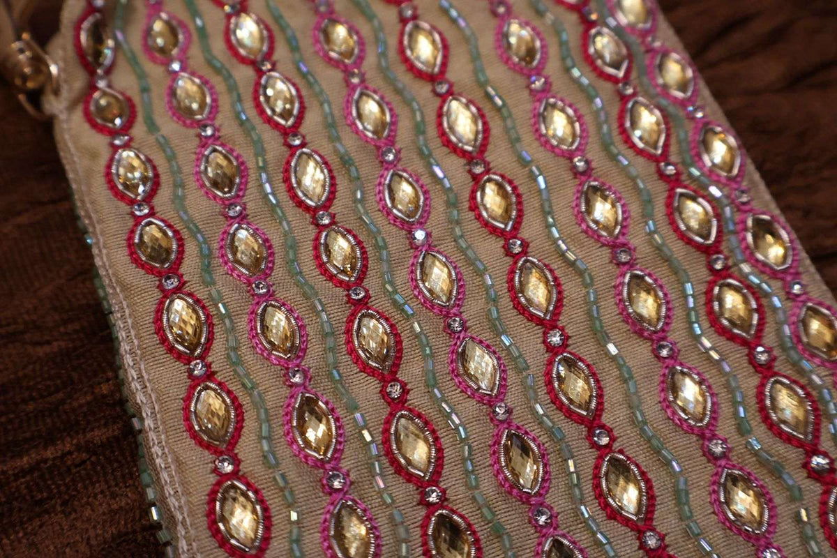 Embroidered Mobile Sling Bag | Mirror Work Phone Bag