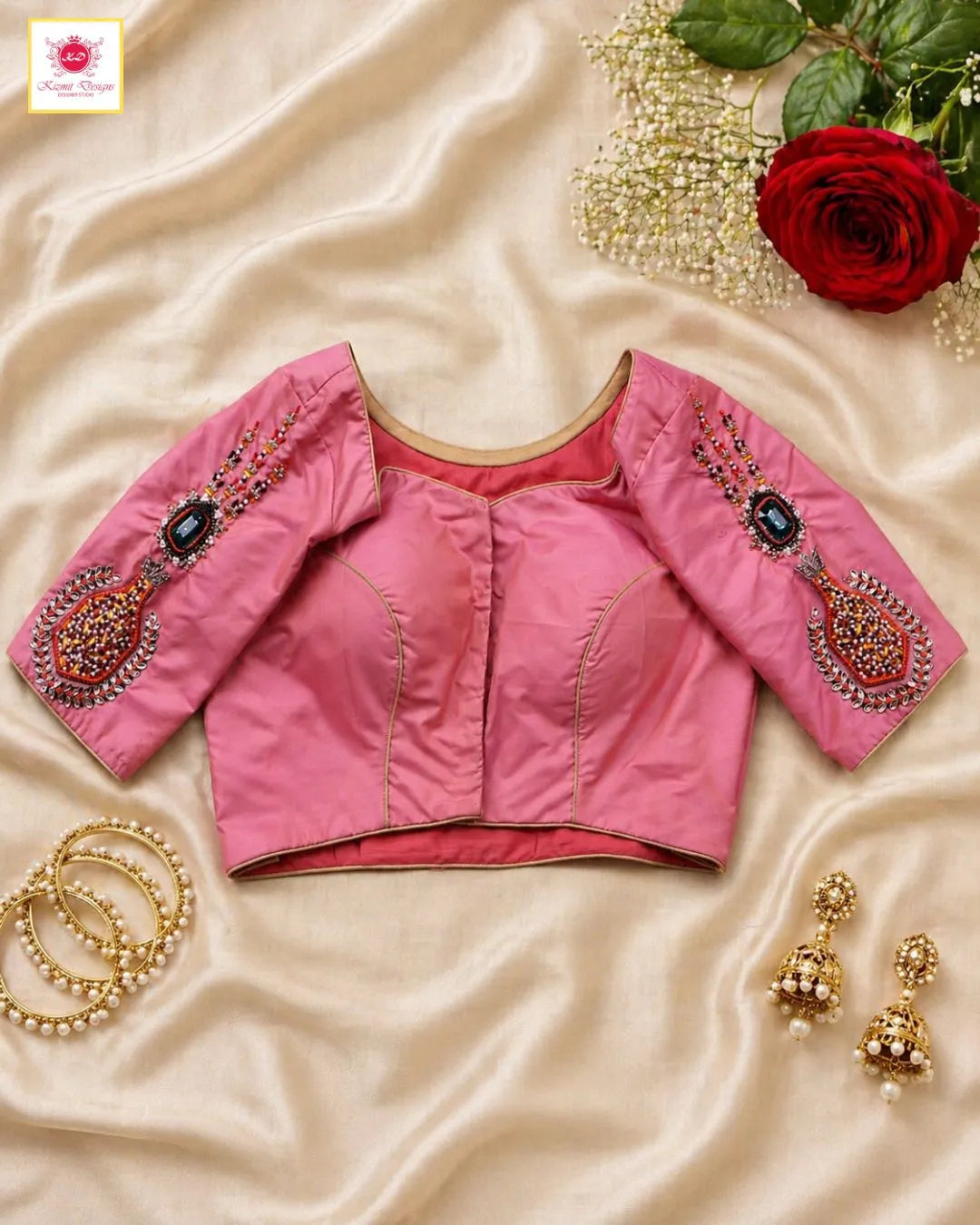 Rose Mosaic Hand Embroidered Designer Blouse