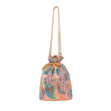 Flamingo Pink Brocade Ambi Potli Bag.