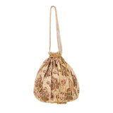 Beige Brocade Floral Potli Bag.