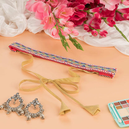 Pink Pearl Work Saree Belt | Shop Now.