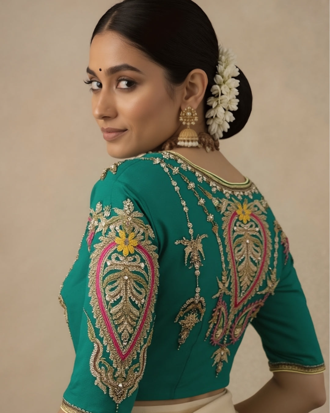 Emerald Hand Embroidered Designer Blouse