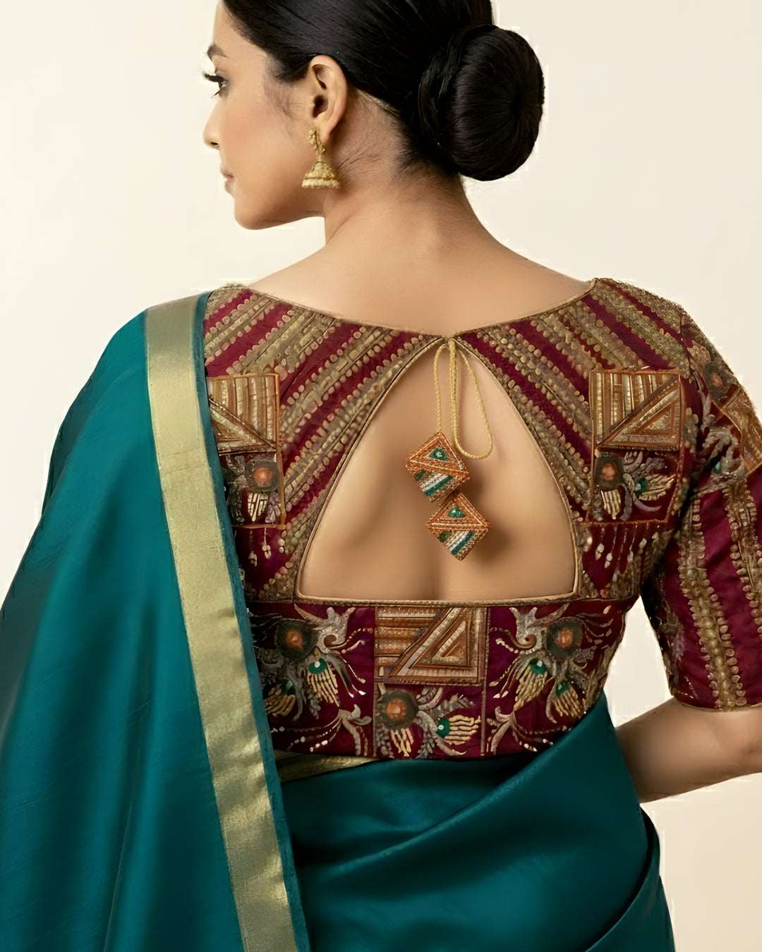 Geometrical and Floral Fusion Blouse