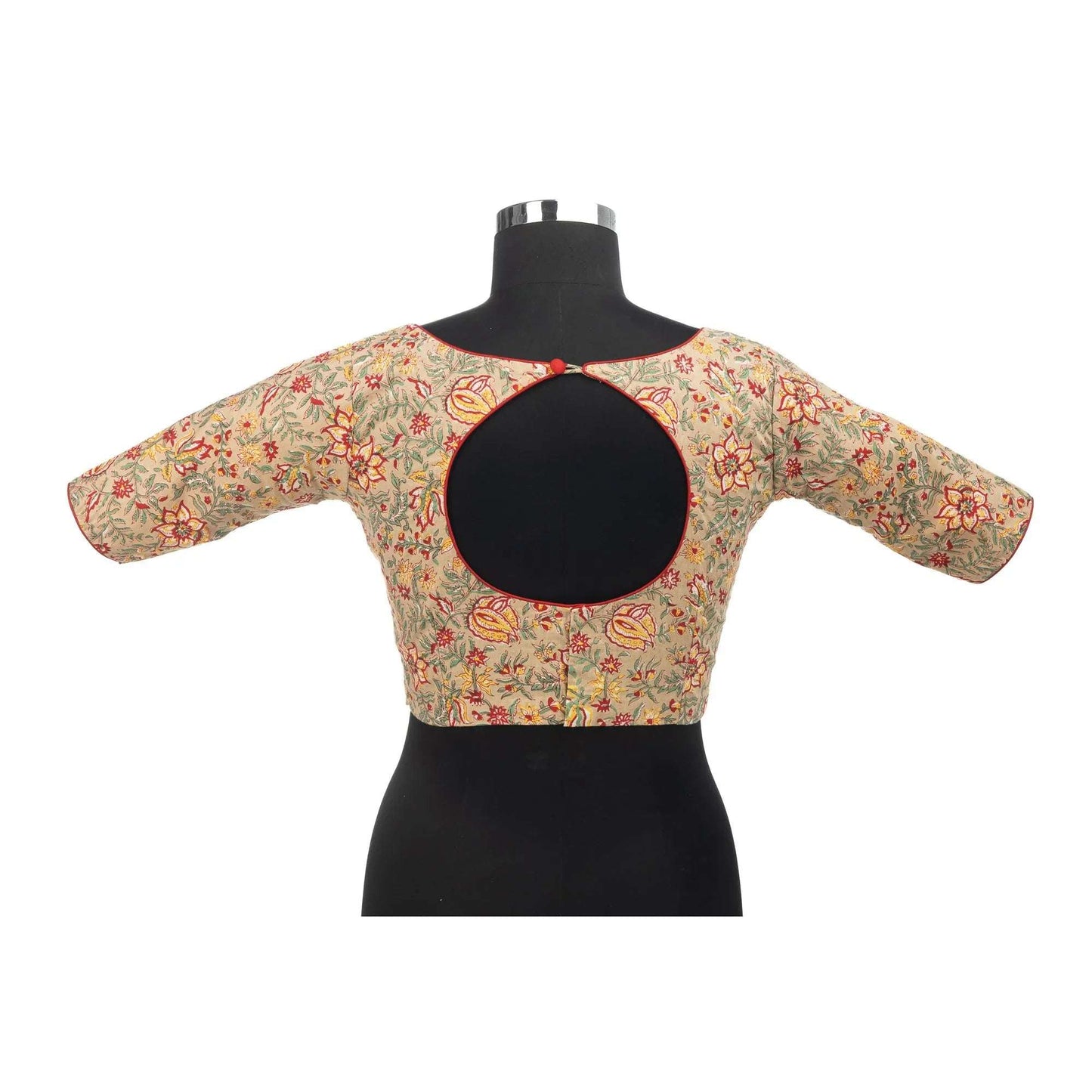 Beige Shade Cotton Floral Blouse – Subtly Embroidered & Ethereal.