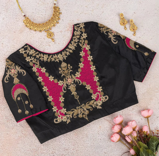 Black Shade Chand Bali Blouse - Kizmit Designs Store
