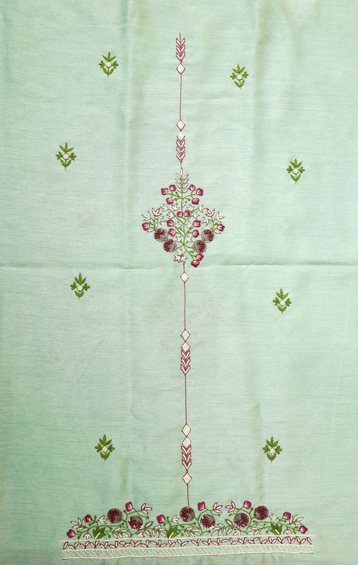 Pistachio Aura Hand Embroidered Unstitched Suit