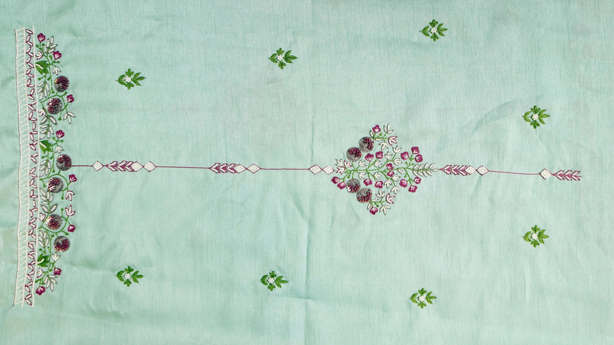Pistachio Aura Hand Embroidered Unstitched Suit