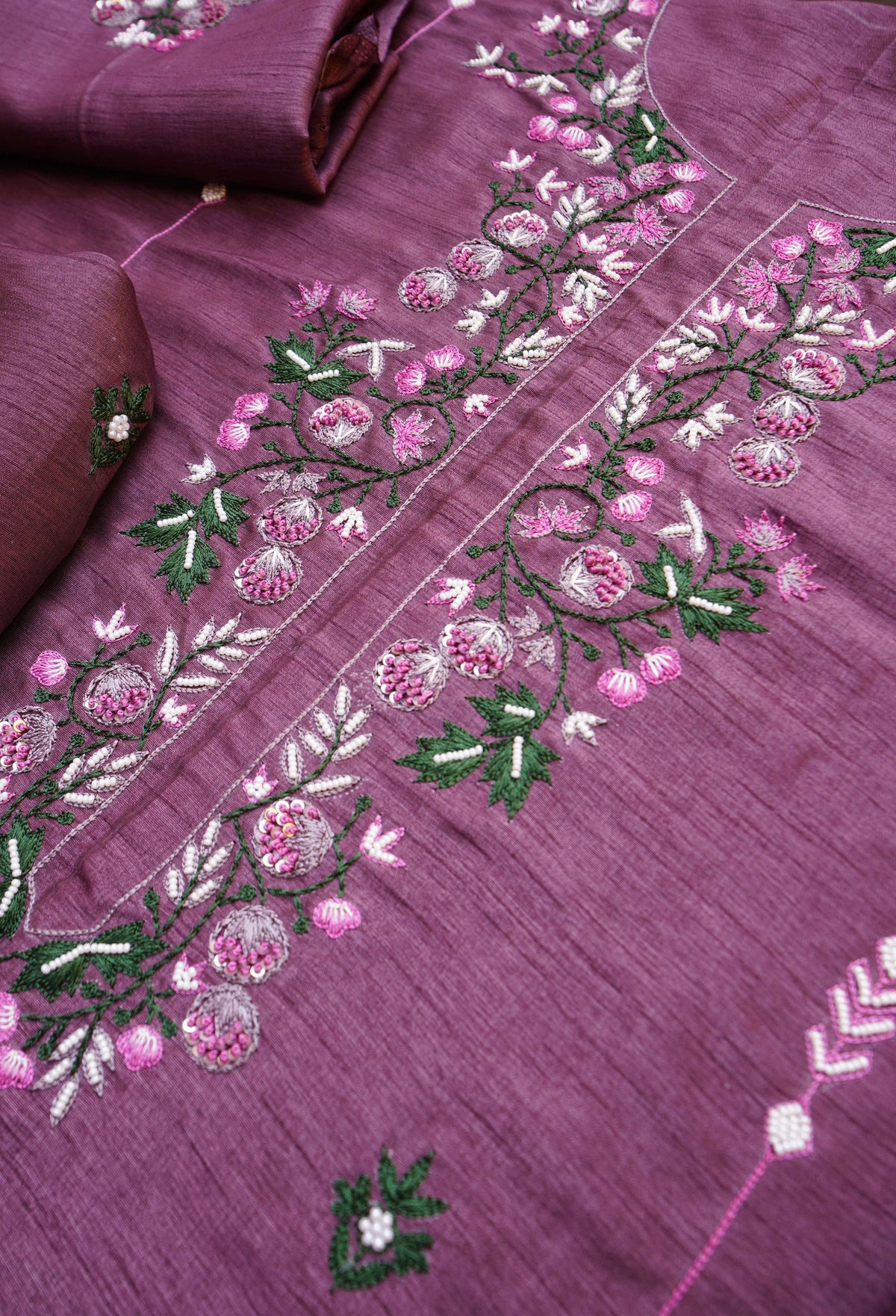 Mousseau Royale Hand Embroidered Unstitched Suit