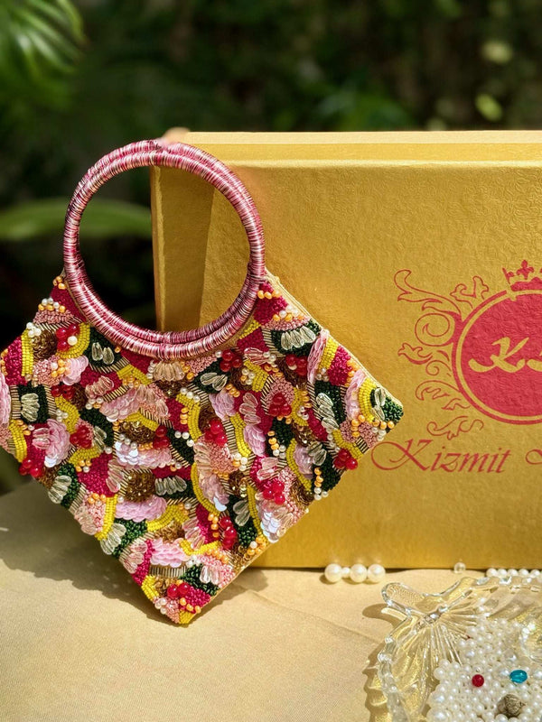 ZARIRA HAND EMBROIDERED CLUTCH.