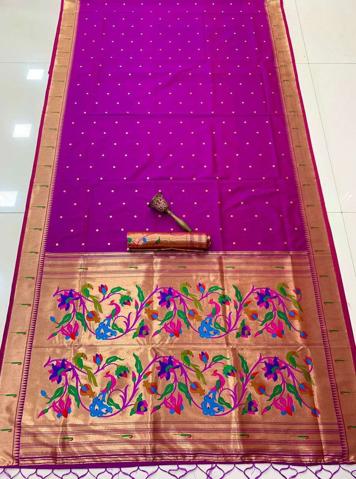 Muniya Paithani Soft Silk Saree.