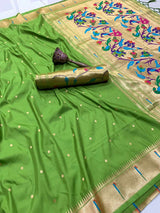 Muniya Paithani Soft Silk Saree.