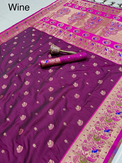 Paithani Saree with Peacock Border.