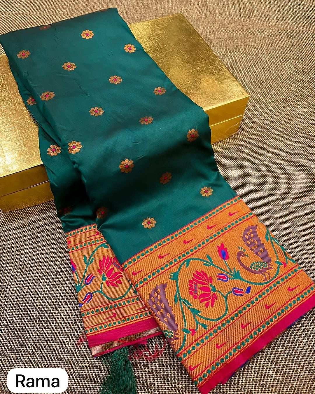 Peacock Lotus Paithani Saree