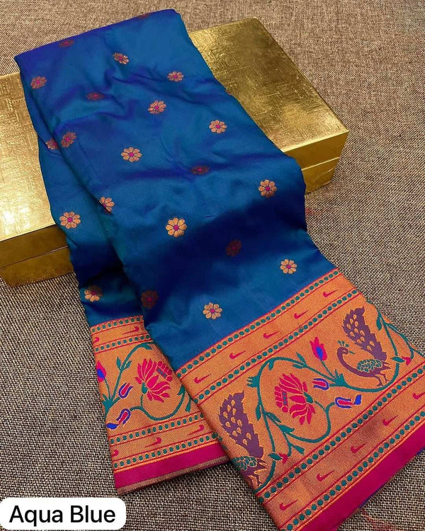 Peacock Lotus Paithani Saree