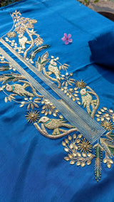 Midnight Mayur Blue Unstitched Cord-Suit