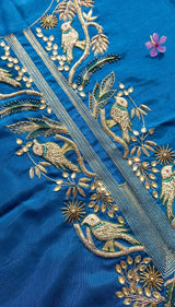 Midnight Mayur Blue Unstitched Cord-Suit