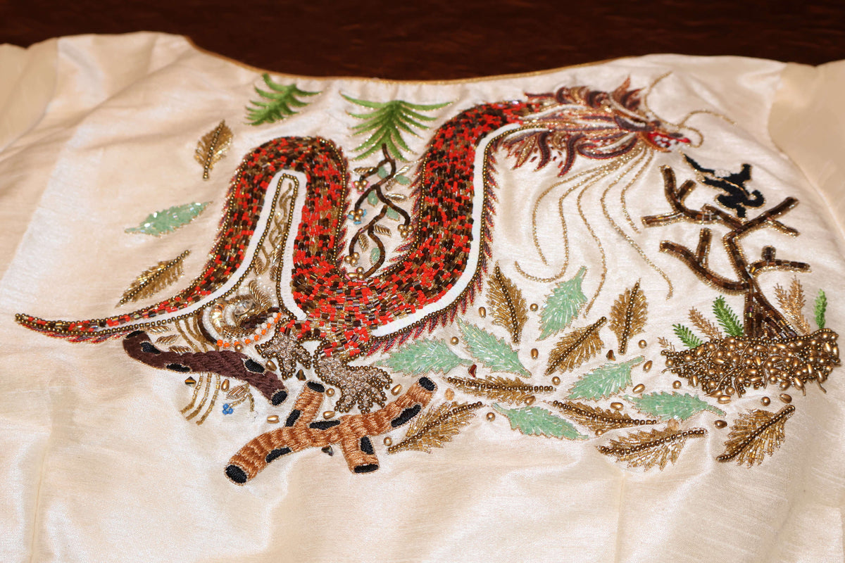 Dragon Embroidery Blouse and Sling Bag Bridal Set