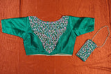 Hariyali Saaj Blouse and Sling Bag Combo