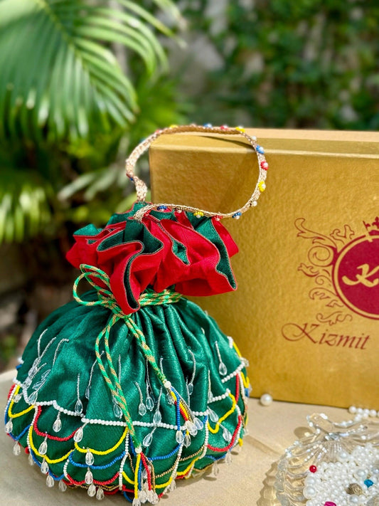Mevrika Handcrafted Beaded Potli Bag - Kizmit Designs Store