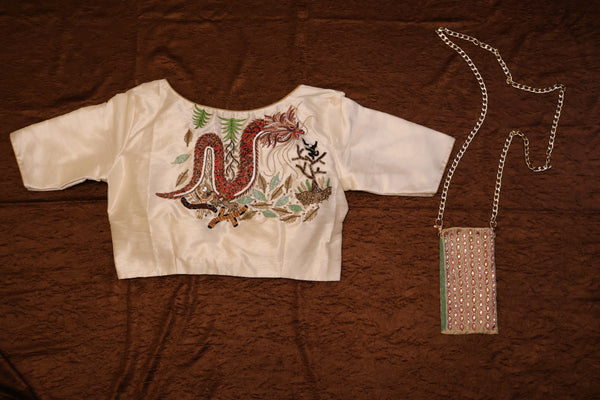 Embroidered Mobile Sling Bag | Minaudière Chain Purse | Mirror Work Phone Bag