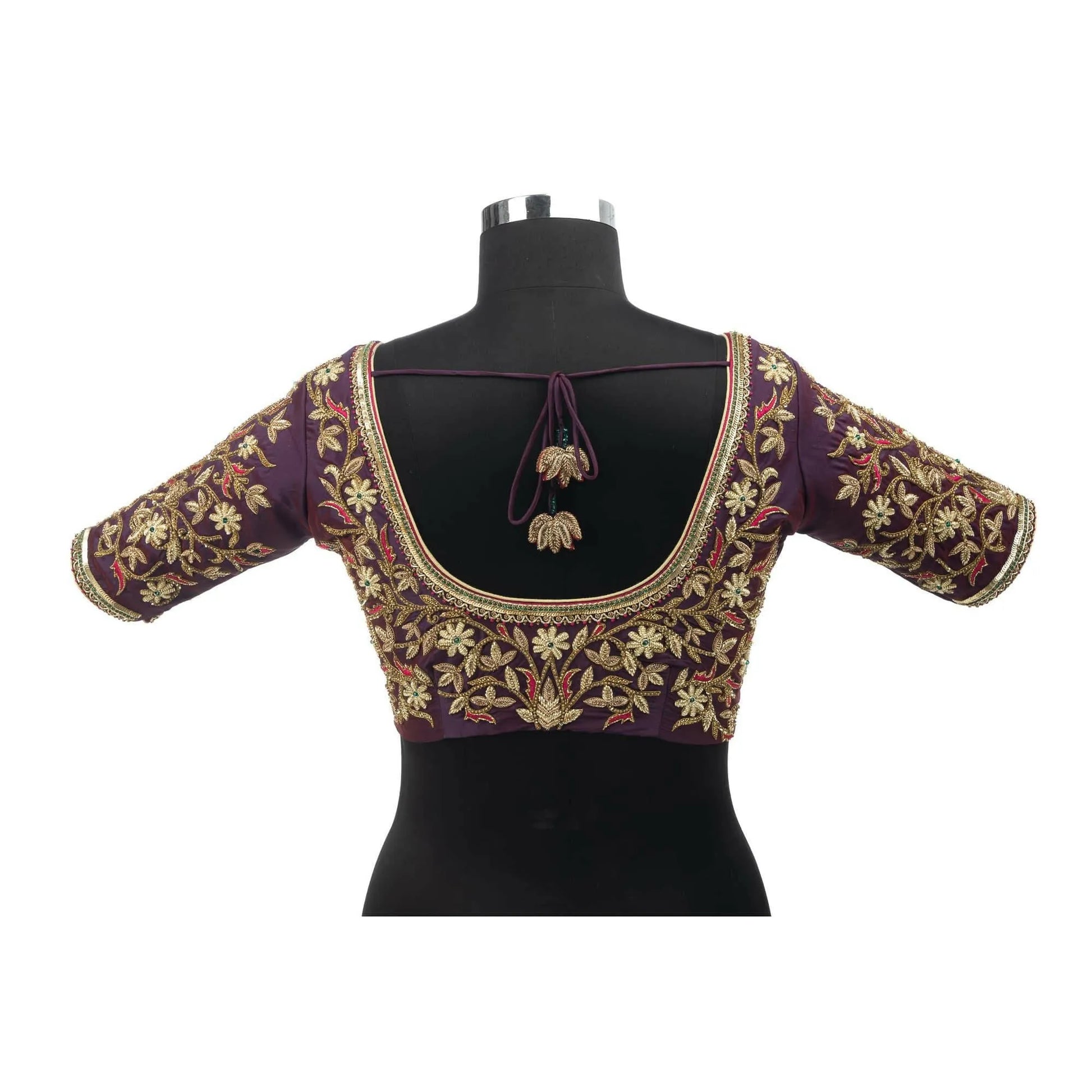 Imperial Shade Purple Floral Blouse – Royal Elegance Redefined.