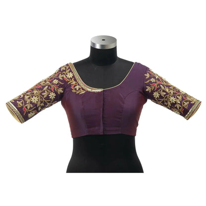 Imperial Shade Purple Floral Blouse – Royal Elegance Redefined.