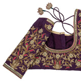 Imperial Shade Purple Floral Blouse – Royal Elegance Redefined.