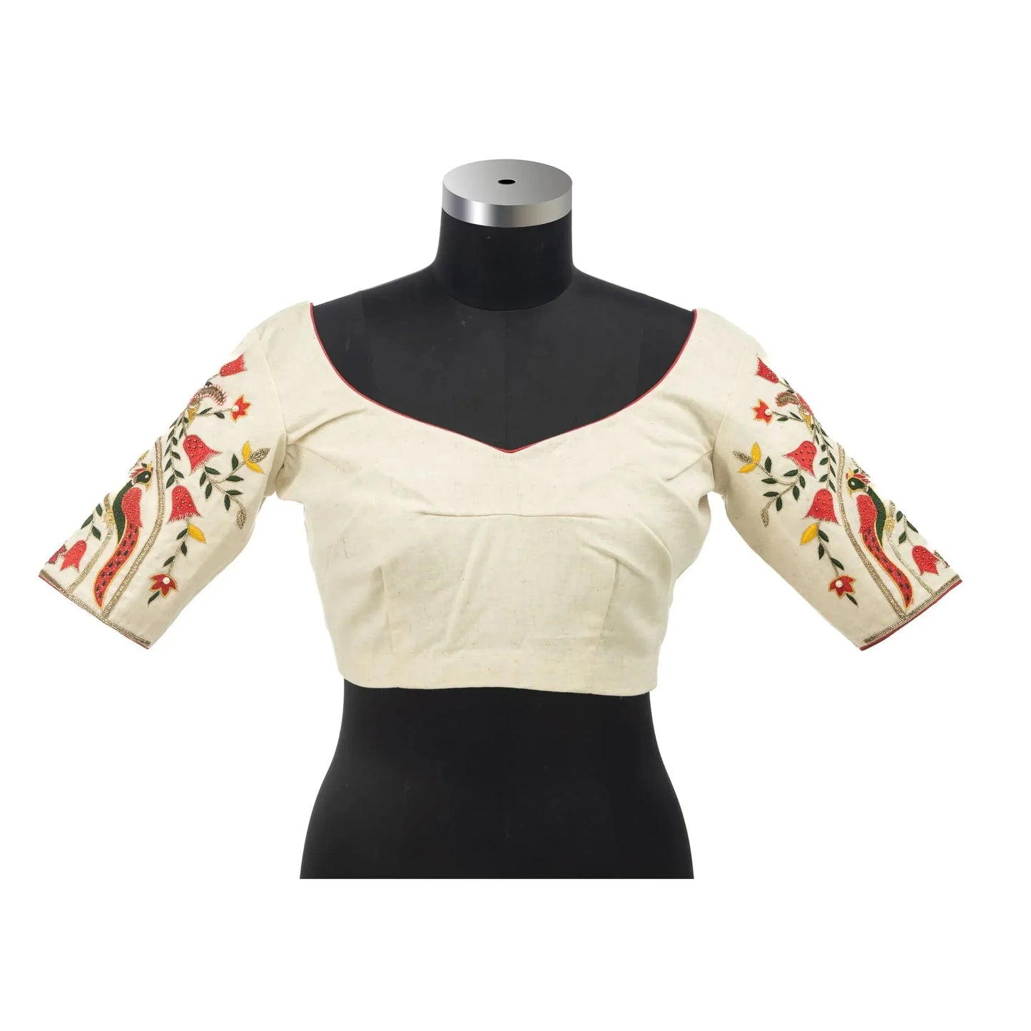 Ivory Shade Mayur Embroidery Blouse.