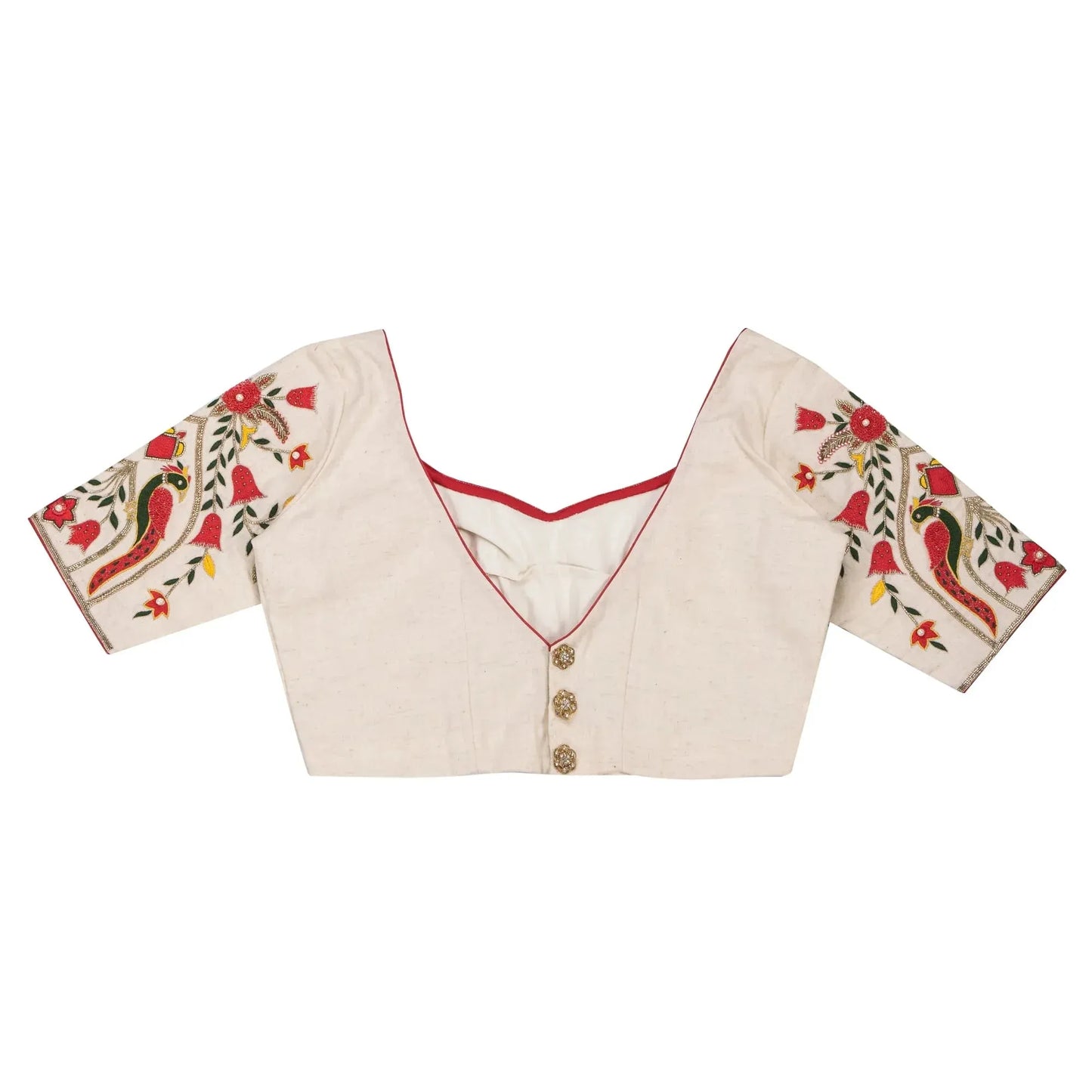 Ivory Shade Mayur Embroidery Blouse.