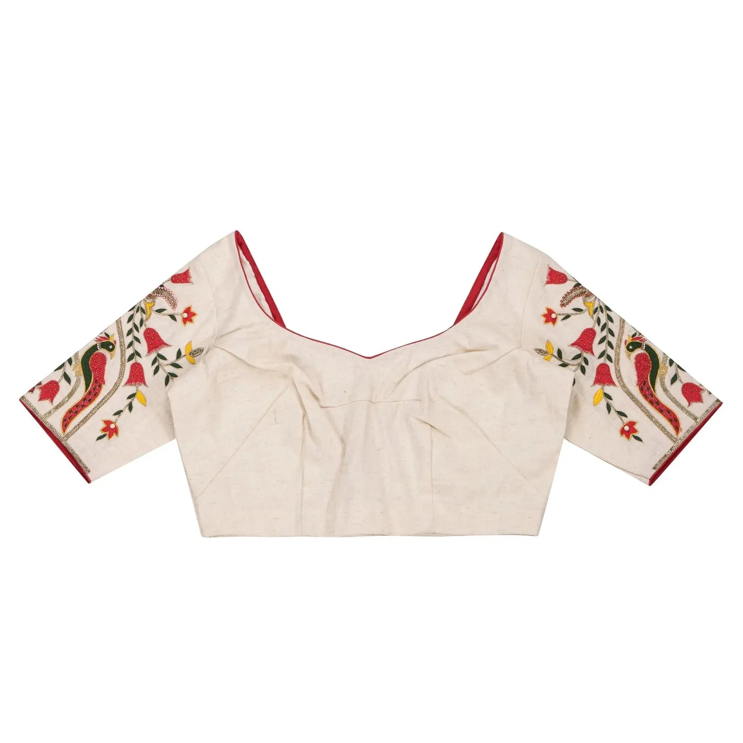Ivory Shade Mayur Embroidery Blouse.