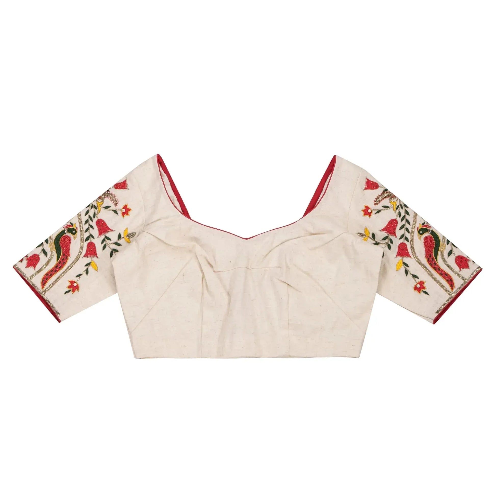 Ivory Shade Mayur Embroidery Blouse.