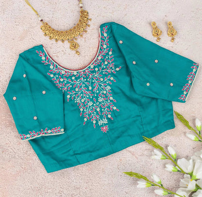 Jade Green Pearl Blouse – Where Grace Meets Glow.