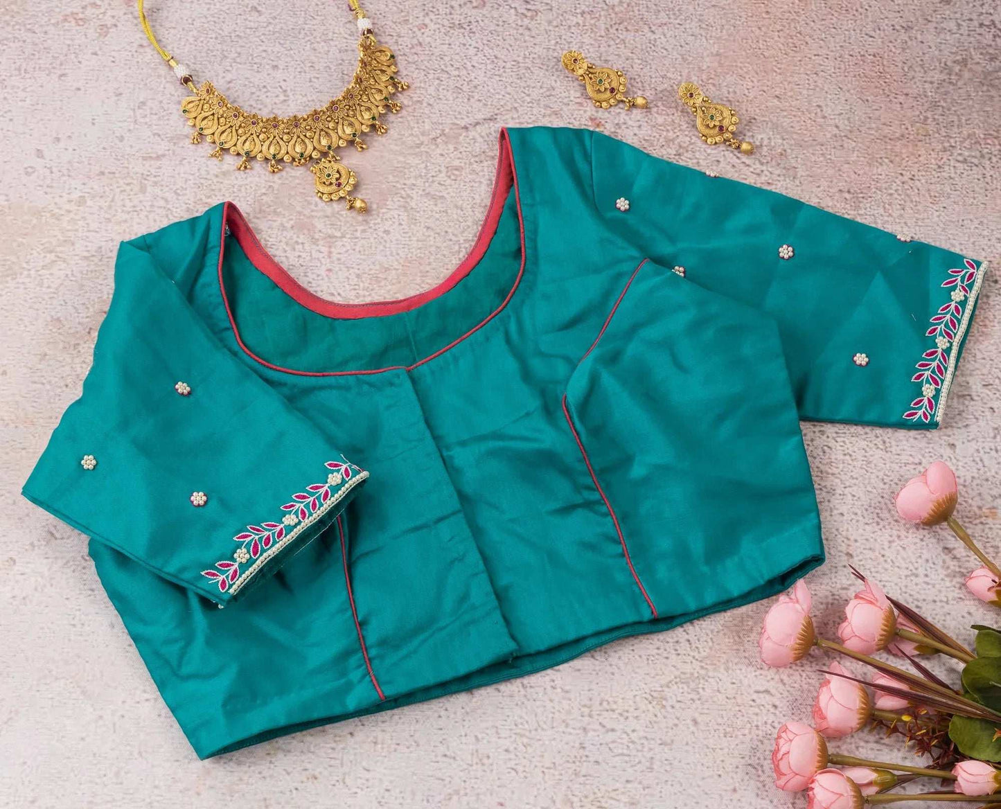 Jade Green Pearl Blouse – Where Grace Meets Glow.