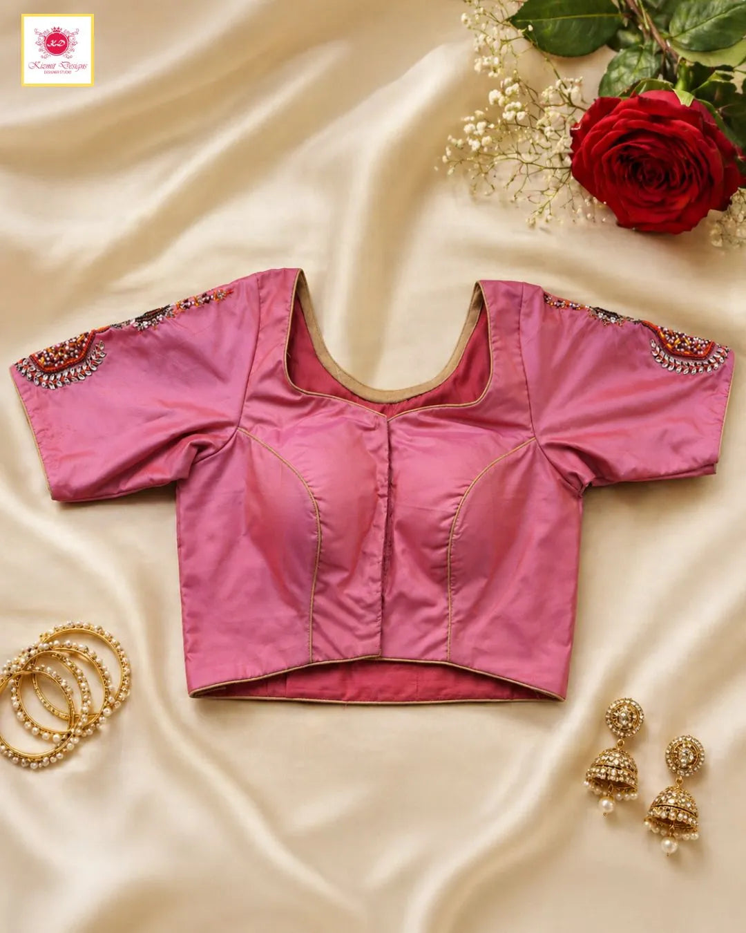 Rose Mosaic Hand Embroidered Designer Blouse