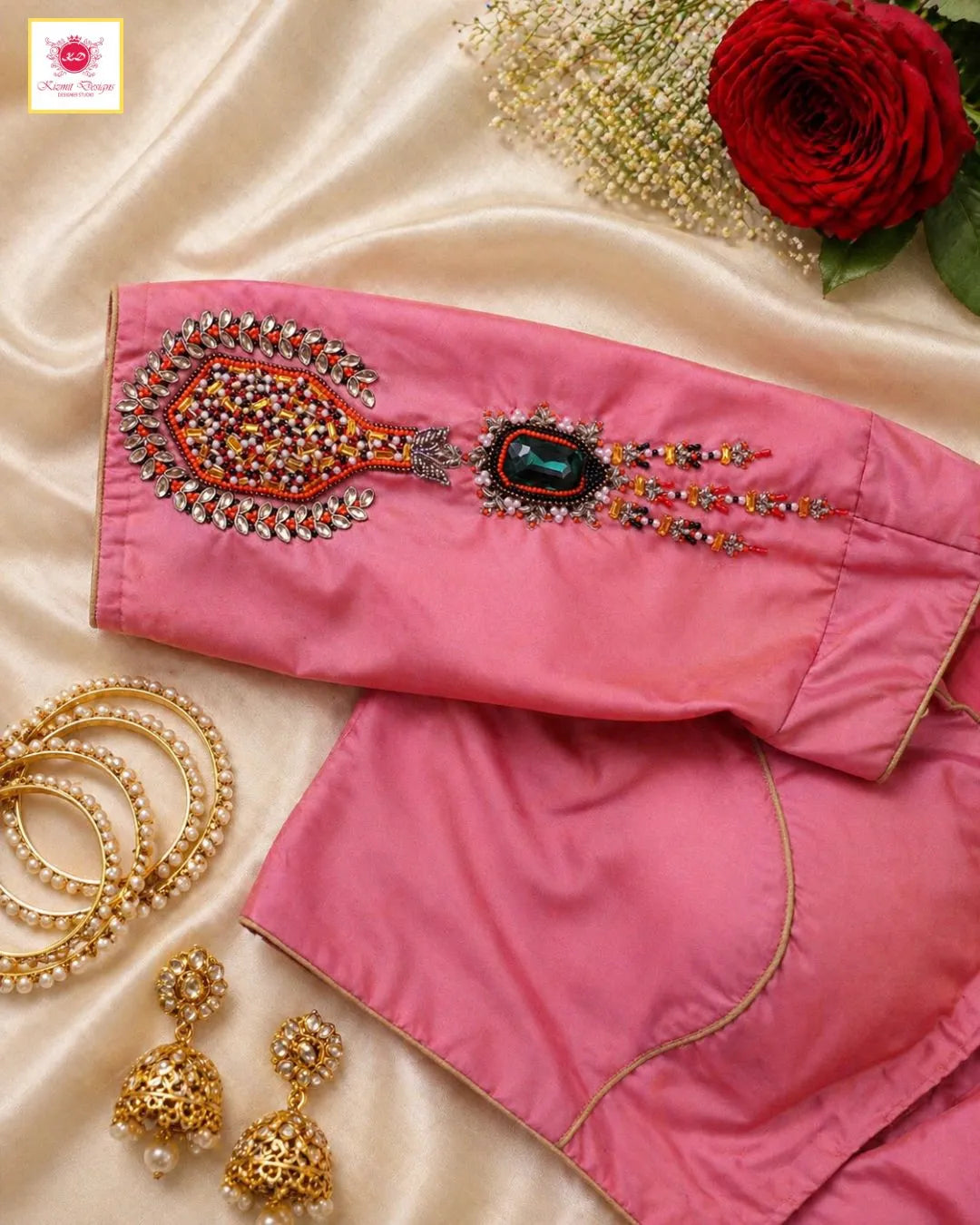 Rose Mosaic Hand Embroidered Designer Blouse