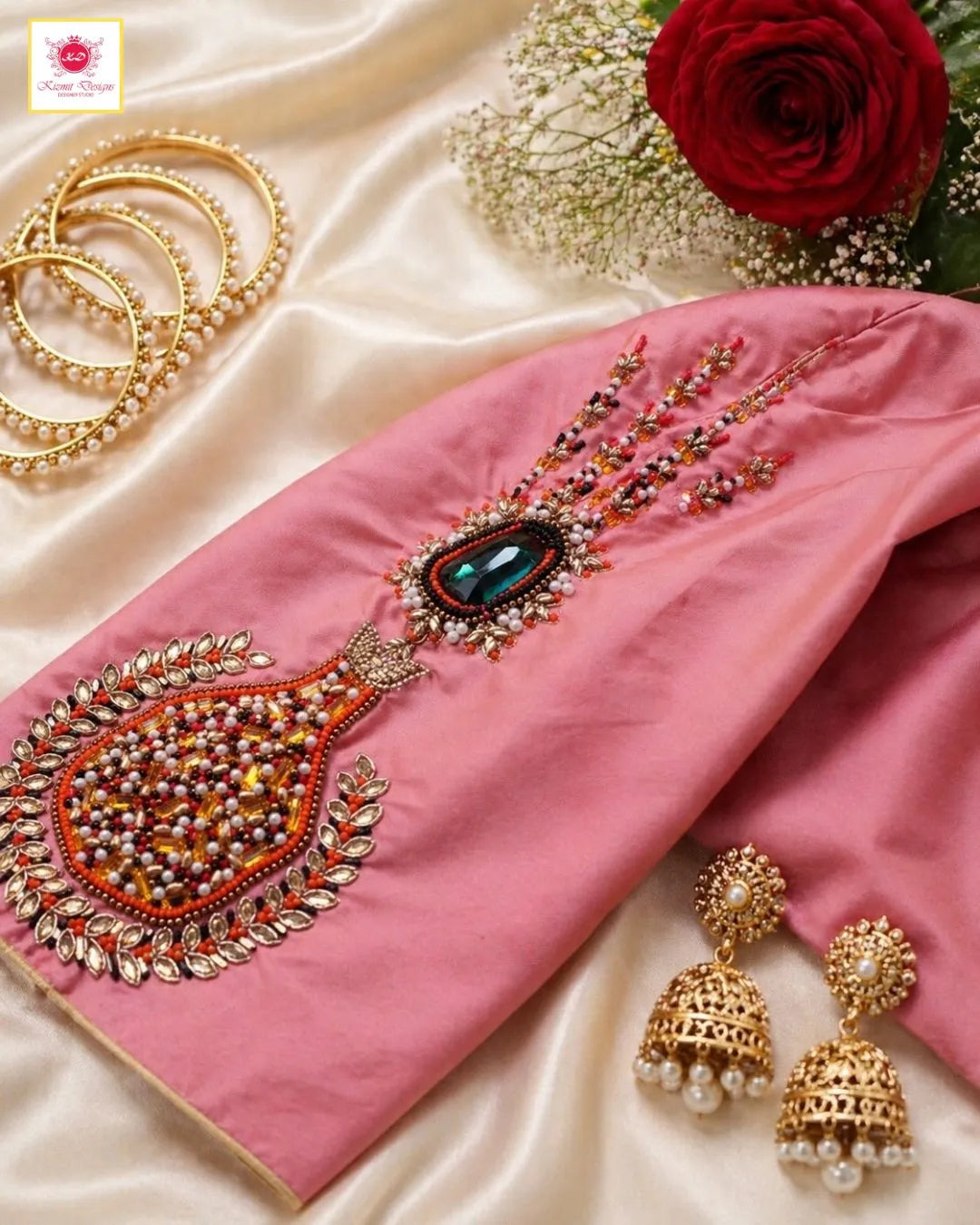 Rose Mosaic Hand Embroidered Designer Blouse