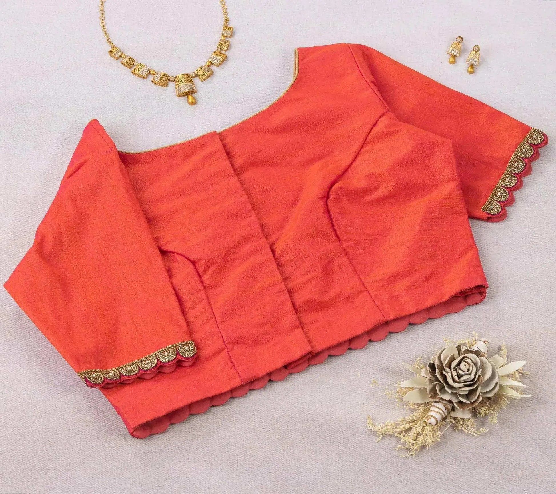 Peachish Pink Paisley Motifs Blouse.