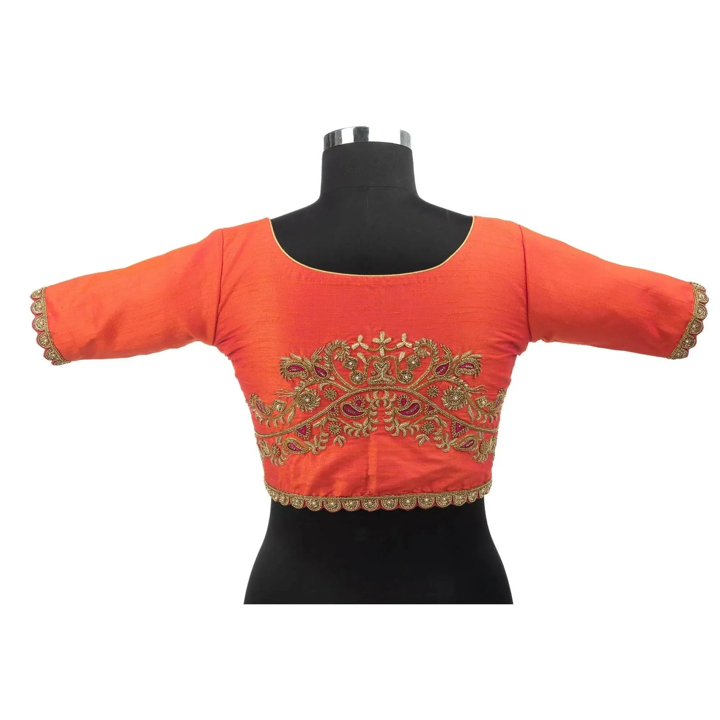 Peachish Pink Paisley Motifs Blouse.