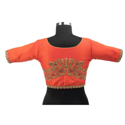 Peachish Pink Paisley Motifs Blouse.