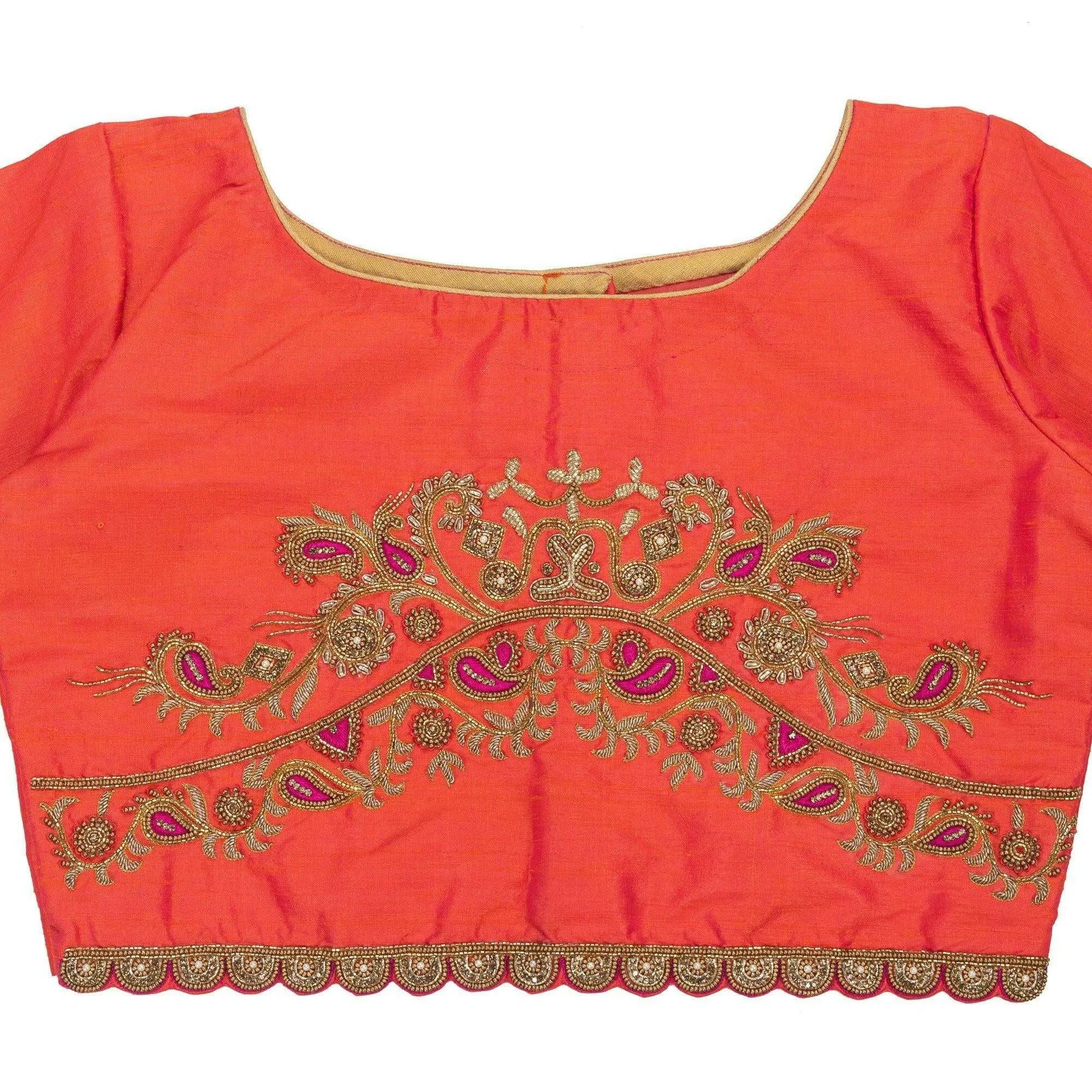 Peachish Pink Paisley Motifs Blouse.