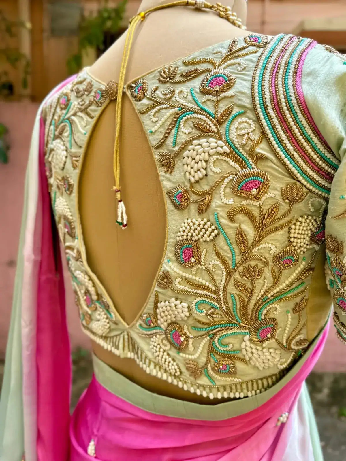 Pistachio Green Floral Blouse
