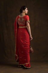 Red Mayur Hand Embroidered Blouse.