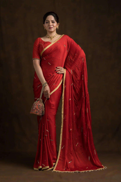 Red Shade Chand Ka Tukda Blouse.